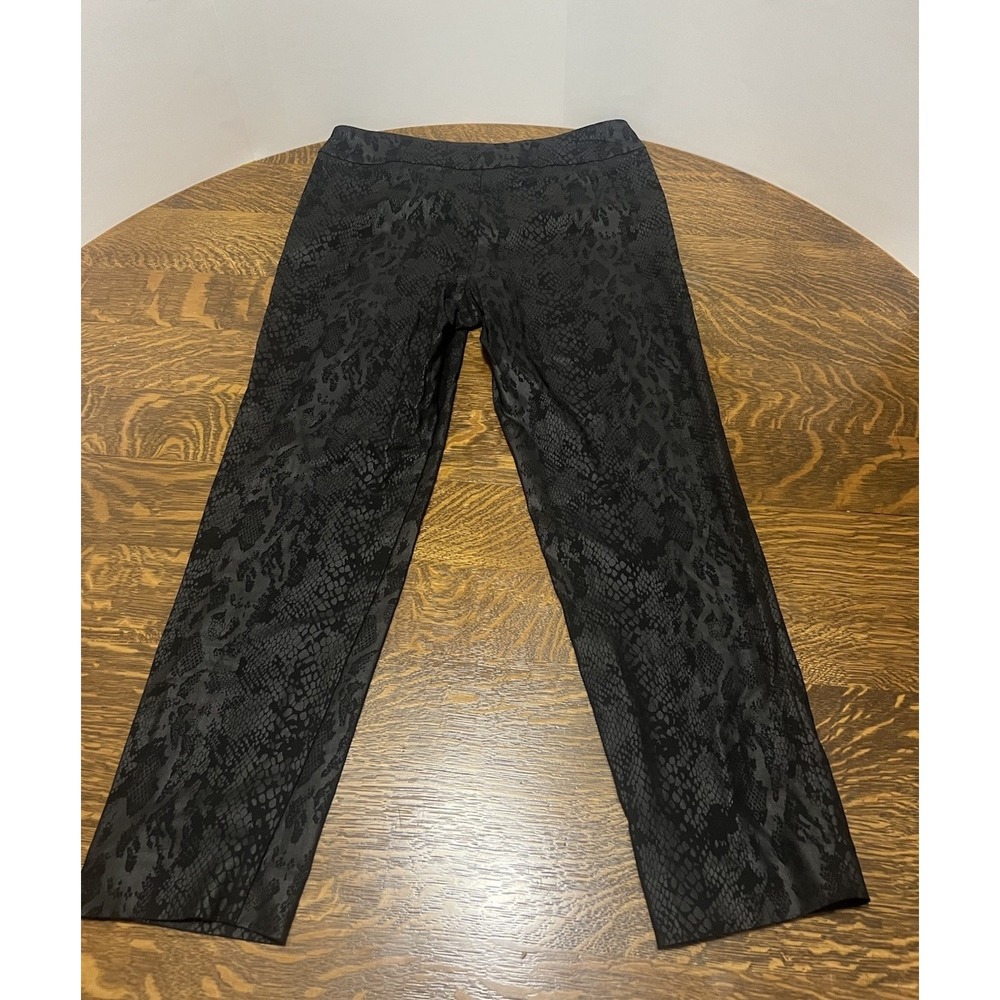 Krazy Larry Pants Womens 14 Black Snake Print Pull On Stretch Slim